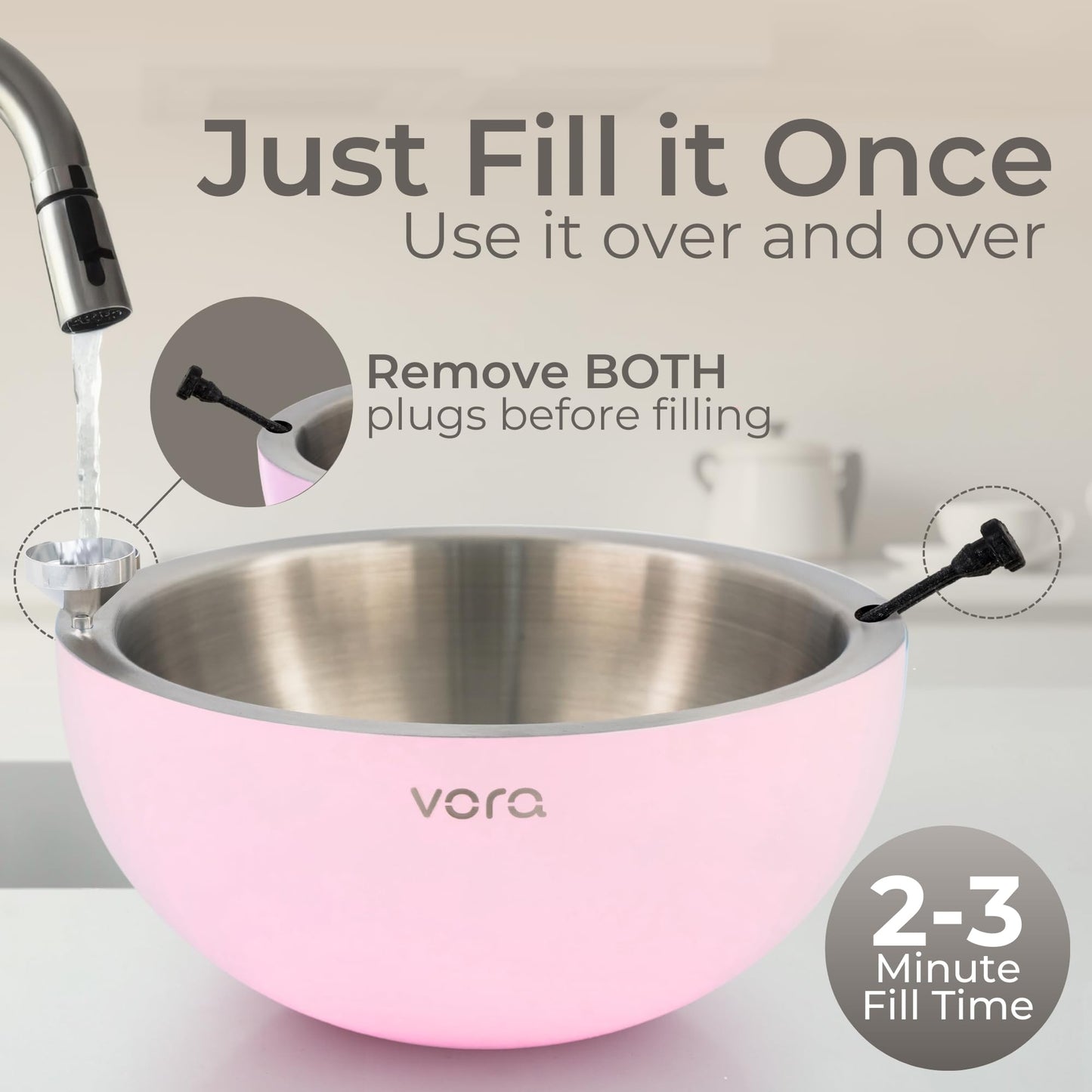 Vora 35oz Dip Chiller Bowl | 1 Pack Pink Stainless Steel Chilled Serving Bowl Keep Dips, Salads, and Appetizers Perfectly Cold with Leak-Resistant Ice Bowl for Effortless Hosting