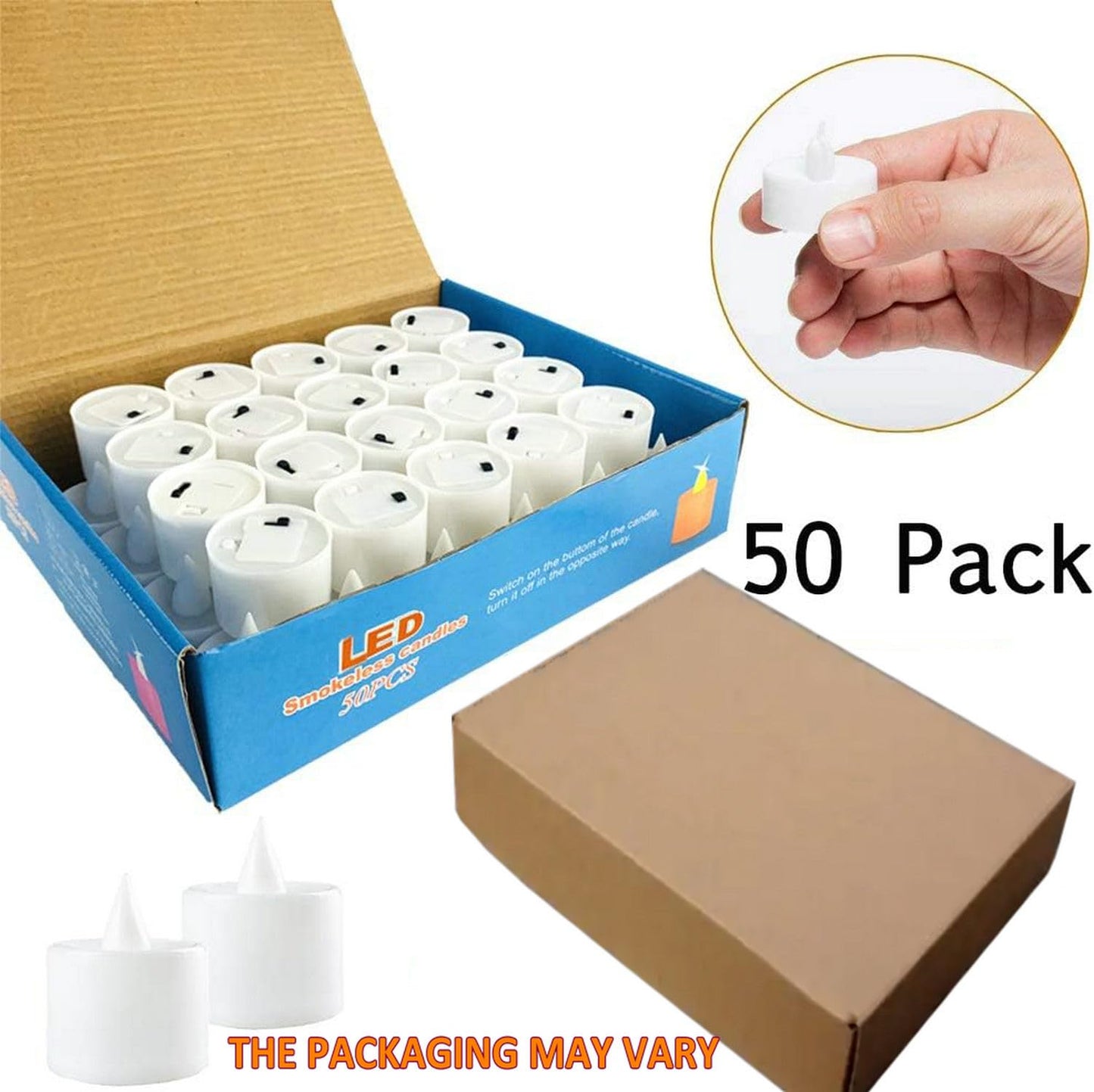 FANSIR LED Tea Light Candles, 50 Pack Flameless Candle Lights Battery Operated Realistic and Bright Led Tea Lights for Party Wedding Birthday Halloween Gifts Home Decoration (Batteries Include)