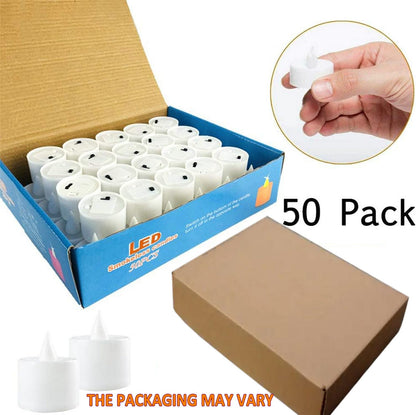 FANSIR LED Tea Light Candles, 50 Pack Flameless Candle Lights Battery Operated Realistic and Bright Led Tea Lights for Party Wedding Birthday Halloween Gifts Home Decoration (Batteries Include)
