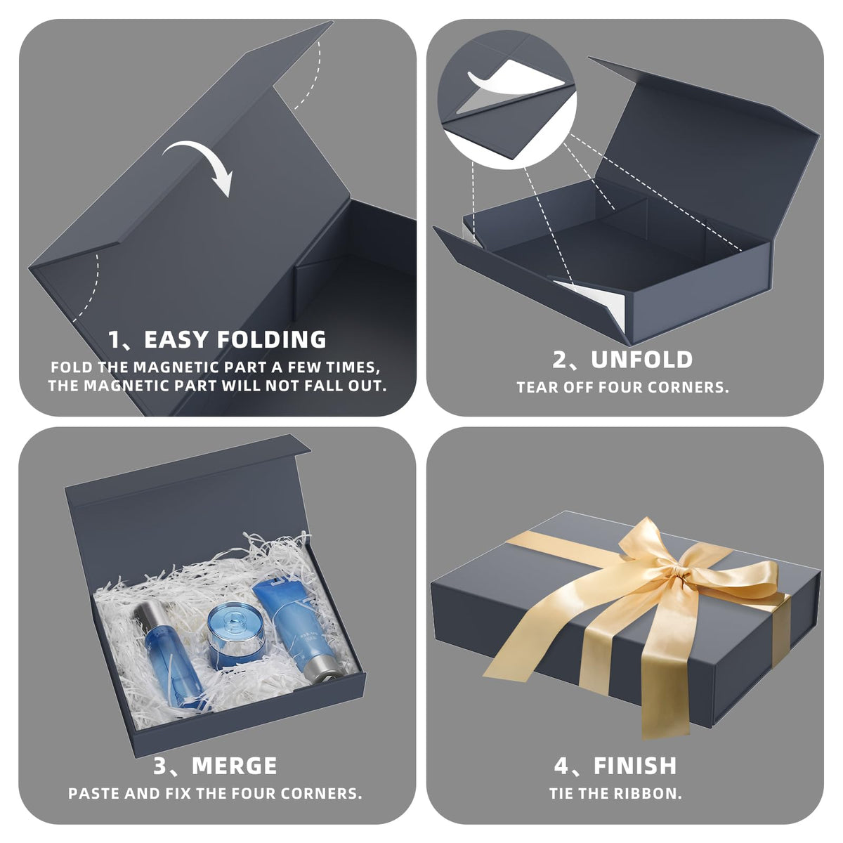 Gift Box 11.5 x 8.2 x 2.3 In Gift Boxes for Presents Magnetic Closure, Gift Boxes with Lids for Presents Birthday Luxury Jewelry T-shirts Gloves Scarves Books Clothes Gift Wrap - Gentleman Blue