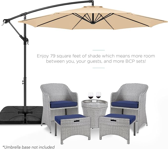 Best Choice Products 10ft Offset Cantilever Hanging Market Patio Umbrella, 8 Sturdy Ribs, Easy Adjustment - Sand
