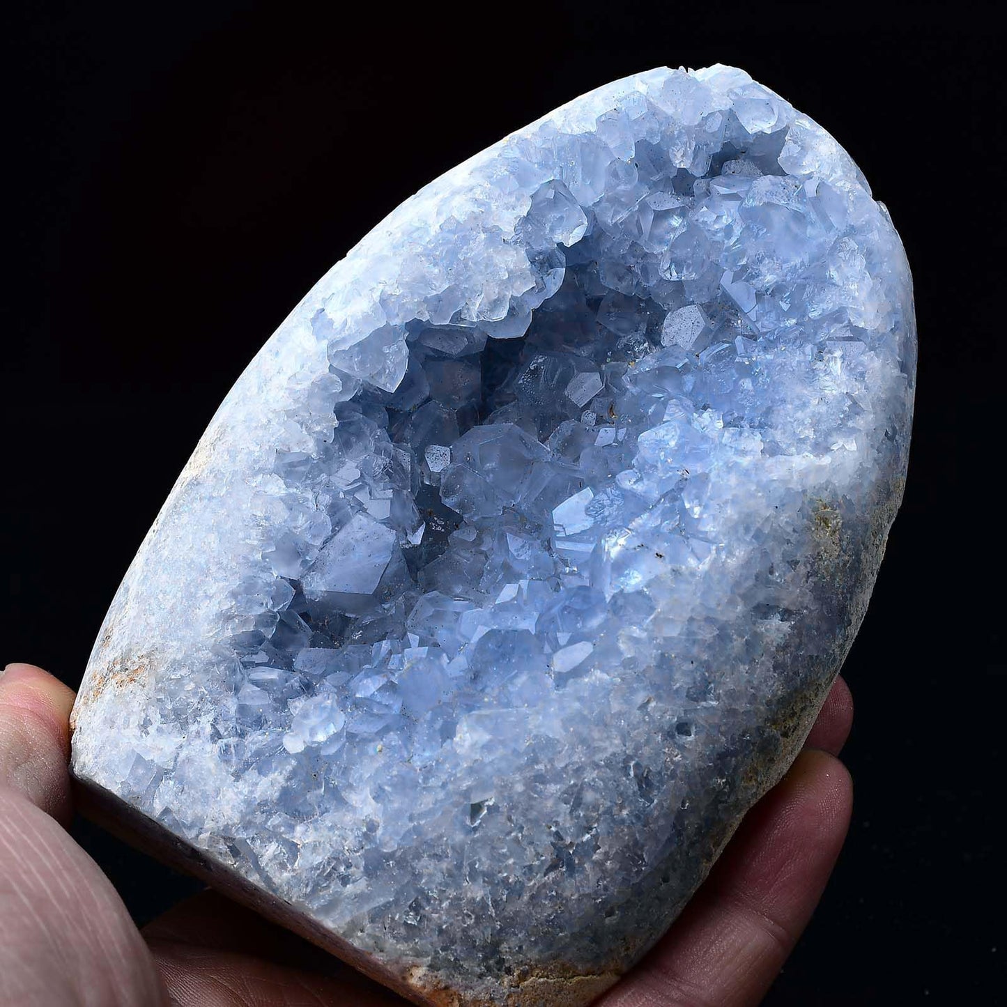 FZBHRO Large Blue Celestite Cluster Geode Healing Crystal Stone Collection Mineral Specimen Home Office Decor Meditation Gifts 1.7-2.2 Pound