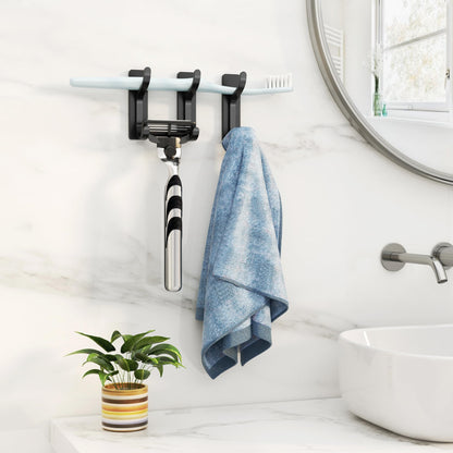 pickpiff Adhesive Wall Coat Hooks - Heavy Duty Stick-On Door Hanger, Metal Hook for Hanging Towel,Purse, Robe, Backpack, Jacket, Clothes - for Bathroom,Dorm, Closet, Kitchen - Black, 6 Pack