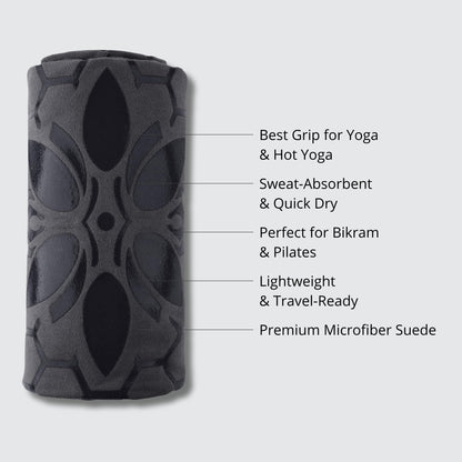 Clever Yoga Hot Yoga Mat Towel – Non-Slip Grip for Hot Yoga, Sweat Absorbent, Honeycomb Silicone Grip, Stays Flat – Ideal for Pilates, Travel, Washable & Lightweight - Dark Blue