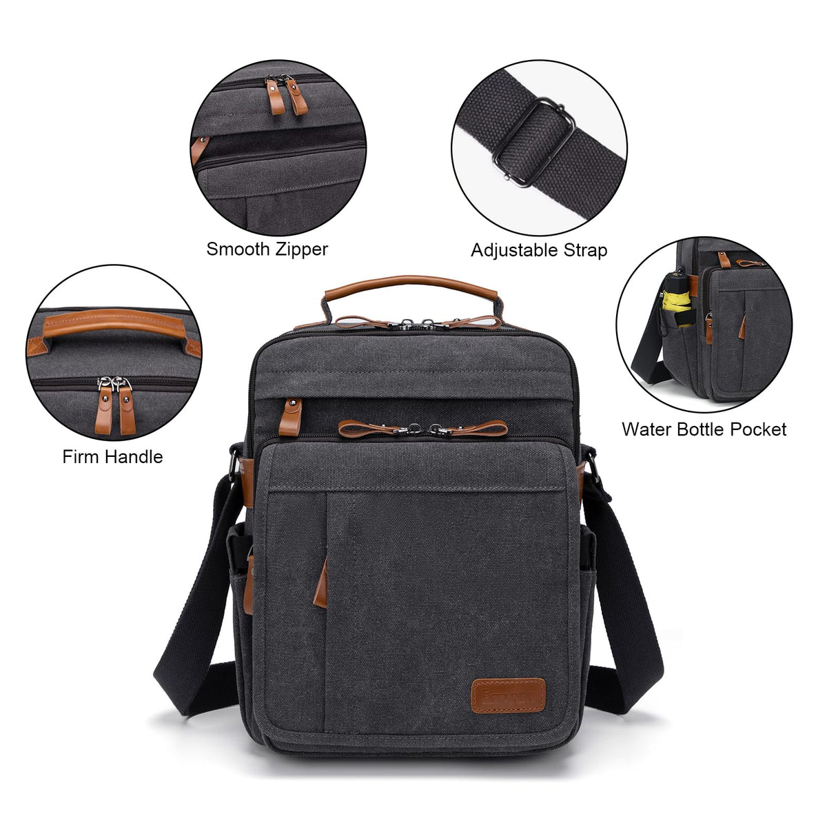 ESTARER 13-13.3 Laptop Bag for Men, Vertical Messenger Bag for 13-13.6'' Mac neo/air/pro Shoulder Bag Water-resistant Canvas