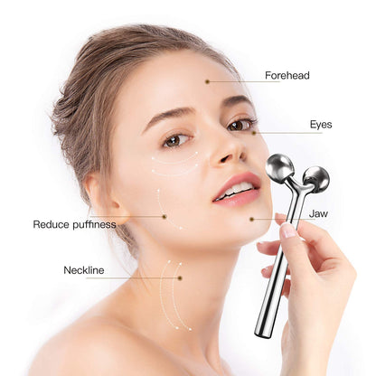Tekson Faical Roller Massager, 3D Metal Face Massage Tool for Reduce Puffiness, Remove Eye Wrinkles, Face Lift, Increase Firmness, Anti-Aging, Skin Tightening (Zinc Alloy)