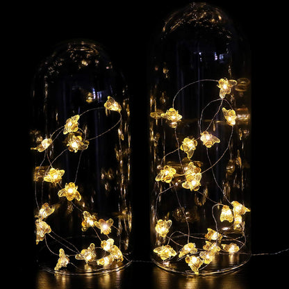 WSgift Honeybee Decorative String Lights 18.7 Ft 40 LED USB Interface Copper Wire Bee Fairy Lights for Various Decoration Projects (Warm White Remote Control with Timer)