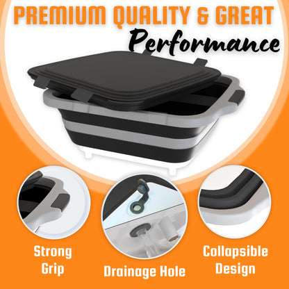 MAYALEAD BBQ Prep Tub with 2 Pcs Meat Shredder Claws, Collapsible Cutting Board, Cutting Board with Locking Lids, Drip Easy BBQ Prep Tub with lid-XL Size (Black)