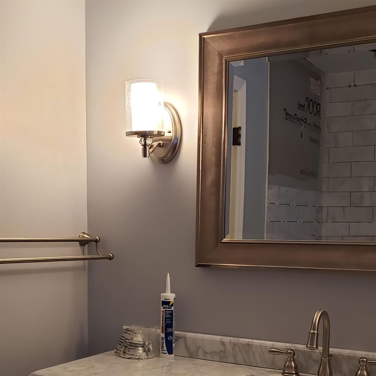 Kira Home Victoria 10" Modern Crystal Wall Sconce, Dual Glass Silver Wall Light with Seeded and Frosted Glass, Brushed Nickel Finish