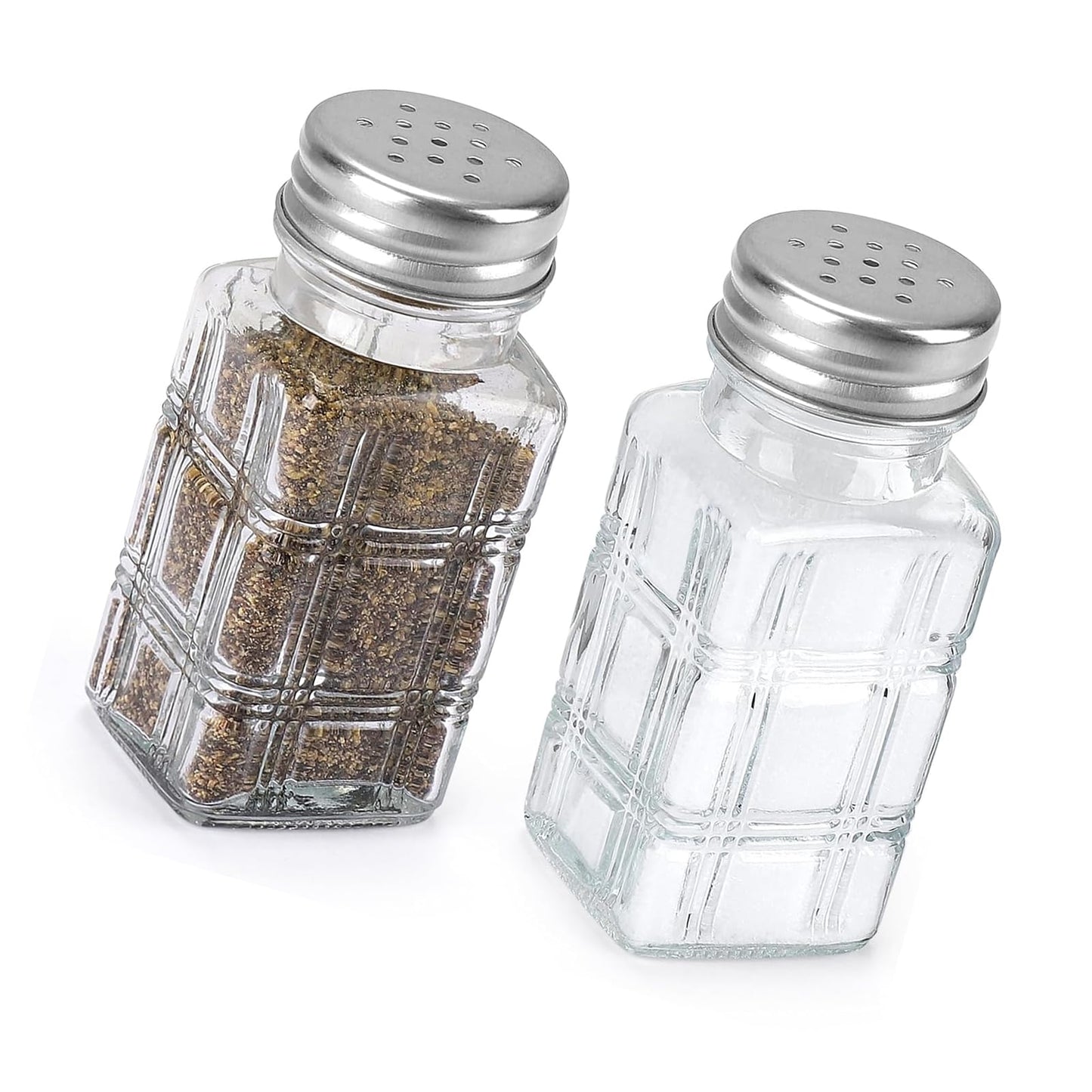 2Pcs Condiment Containers Square Shaker Transparency Glass Seasoning Jars for Salts Peppers Storage Clear Seasoning Bottles