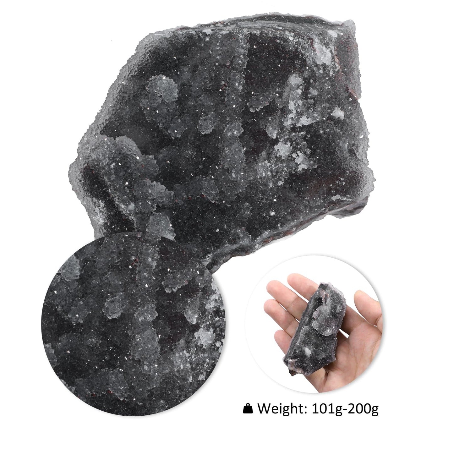mookaitedecor Natural Sphalerite Crystal Geode Cluster, Irregular Shape Healing Stone Rock Mineral Black Sphalerite Specimen for Healing Home Decor, 0.22-0.44 LB