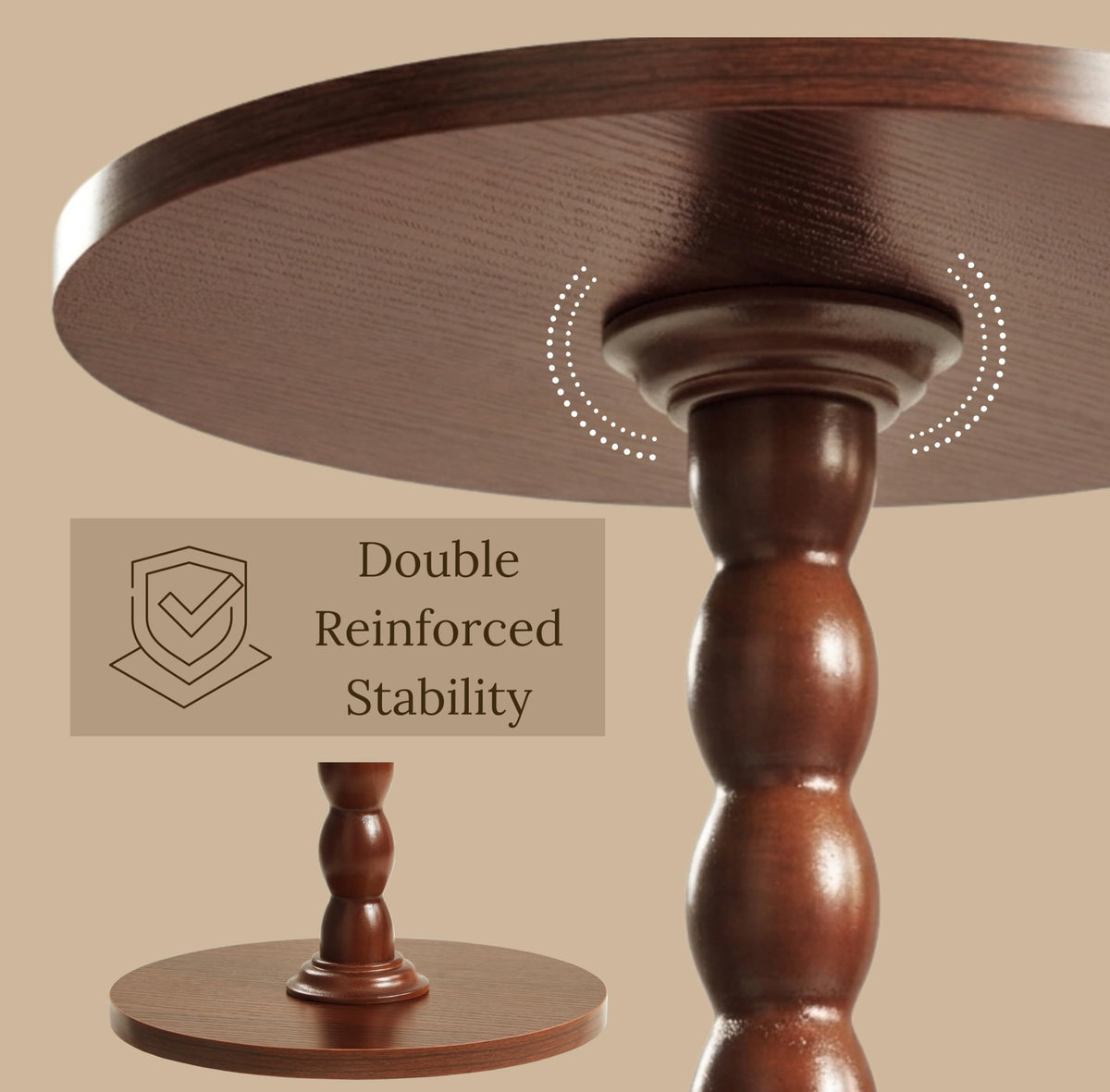 BENNTOR Round Wooden Small Side Table for the Living Room, Modern Pedestal Side Table for Small Spaces, Drinks, Corner, Accent Piece, and Compact Nighstand Bedroom, Tool-Free Easy Assembly, Walnut