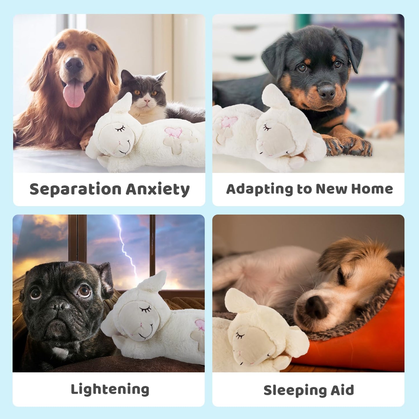 ALL FOR PAWS Little Buddy Heart Beat Sheep, Puppy Toy with Heartbeat Dog Training Toy for Separation Anxiety Relief Behavioral aid for Pets (Beige), (Pack of 1), packaging may vary