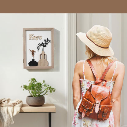 AHUONEL Key Holder Wall Mount Key Holder for Wall, Rustic Vase Key Hooks for Wall Key Hanger with 6 Hooks, Key Storage Box Key Cabinet Key Organizer Key Rack for Home Decor Office Entryway Gift