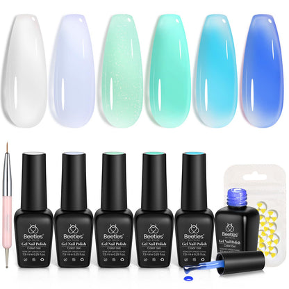 Beetles Halloween Gel Nail Polish Set – Wicked Mystic 8 Colors Gel Polish Kit, Gold Silver Black Green Blue Cat Eye Purple Red Glitter with Nail Art Accessories UV LED Soak Off Manicure Gift for Women