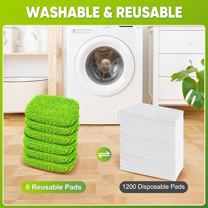 6-Pack Reusable Mop Pads Fit Swiffer Sweeper, Microfiber Cleaning Mop Pads