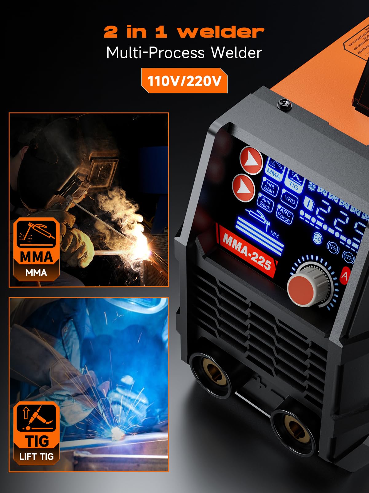 Rubik Stick Welder, ARC MMA 225Amp Electric Welding Machine and AC DC 200A TIG Welder with Pulse, 6 in 1 Aluminum Welder