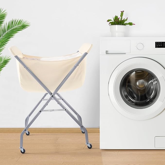 ELYKEN Laundry Cart with Wheels, 33”H Easy Rolling Laundry Hamper with