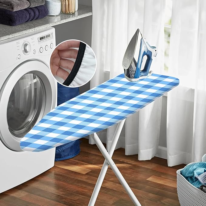 Nuxovilar Blue and White Gingham Ironing Board Cover, This Cover Fits Most