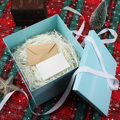 Large Gift Box with Lid 12.5x12.5x10 Inches, Blue Gift Boxes for presents Packaging for Birthdays, Valentine's Day, Christmas, Anniversaries (Include Shredded Paper Fill, Envelope Card Ribbon)