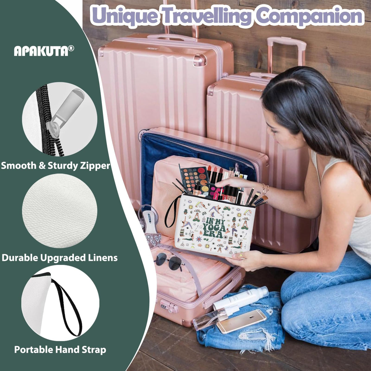 APAKUTA Yoga Gifts for Women Funny IN MY YOGA ERA Zipper Bag, Gift for Yoga Lovers Yoga Stuff Makeup Bag Meditation Birthday Christmas Gifts for Sister Friends Yoga Instructor