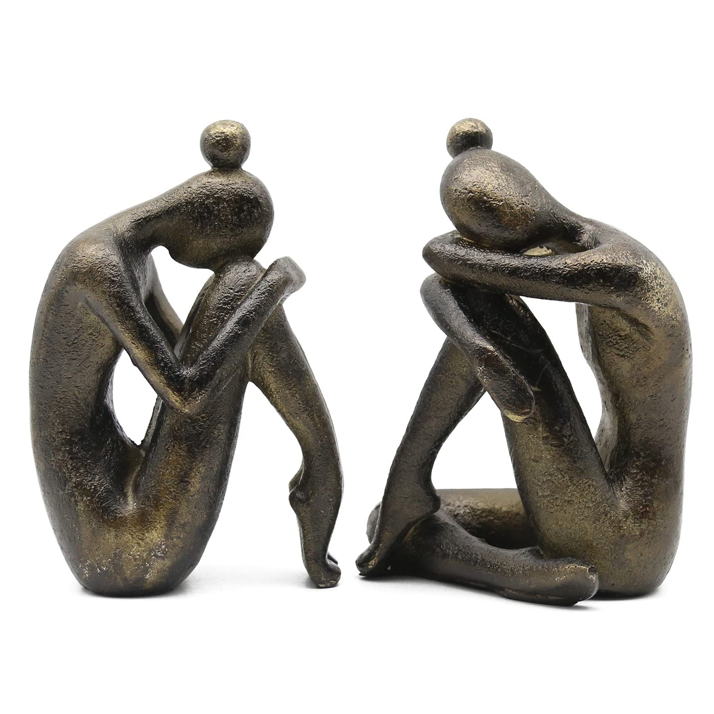 Lukitas Unique Decorative Girl Thinker Bookends, Non-Slip Book Holder, Home Office Bookshelf Decor, Creative Desktop Ornaments for Study Room Hotel Shelves, Resin, 1Pair/2Piece 6.5''