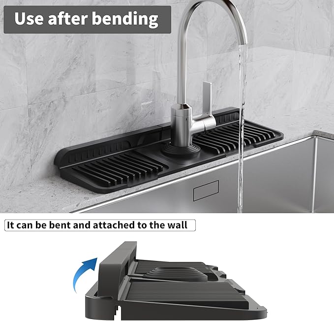 WAFT YEARN 17X5 Inch Silicone Durable Faucet Mat Kitchen Sink Splash Guard