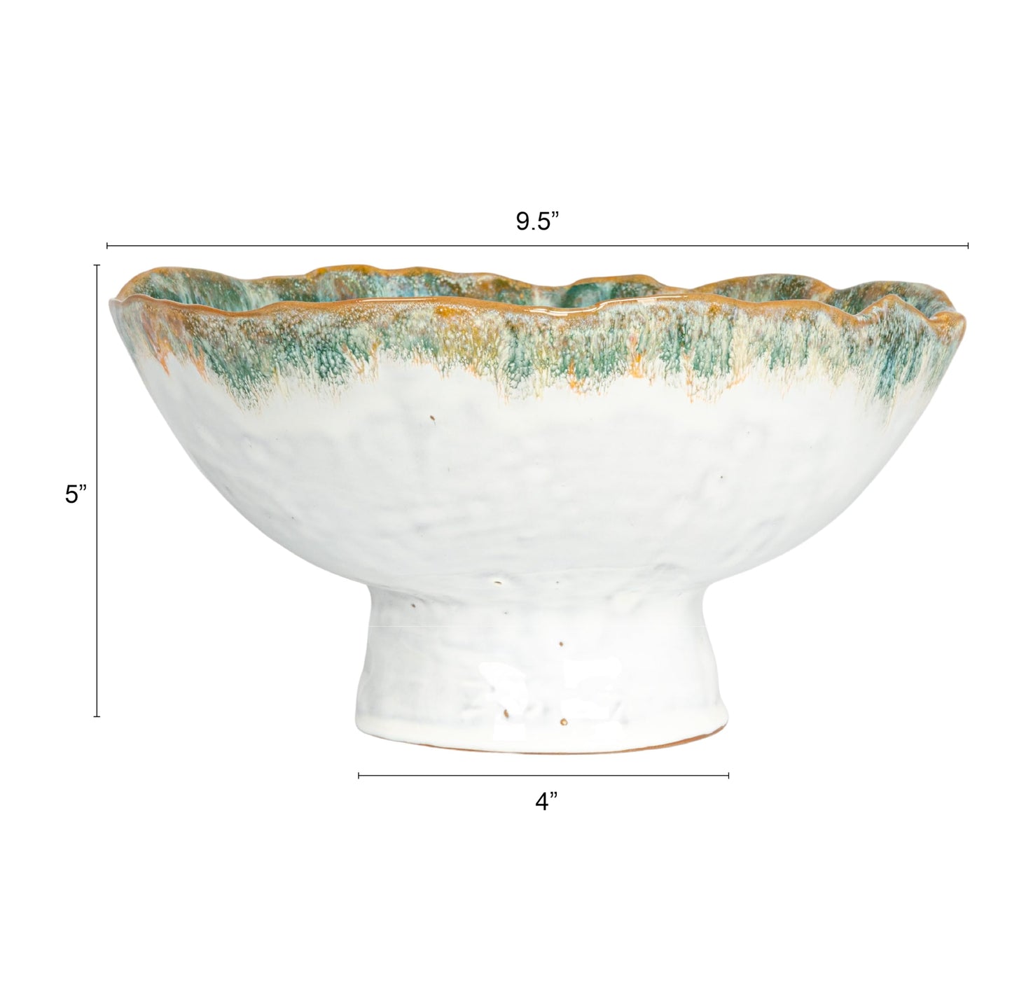 Creative Co-Op Large Stoneware Footed Bowl with Speckled Glaze, Green and Brown