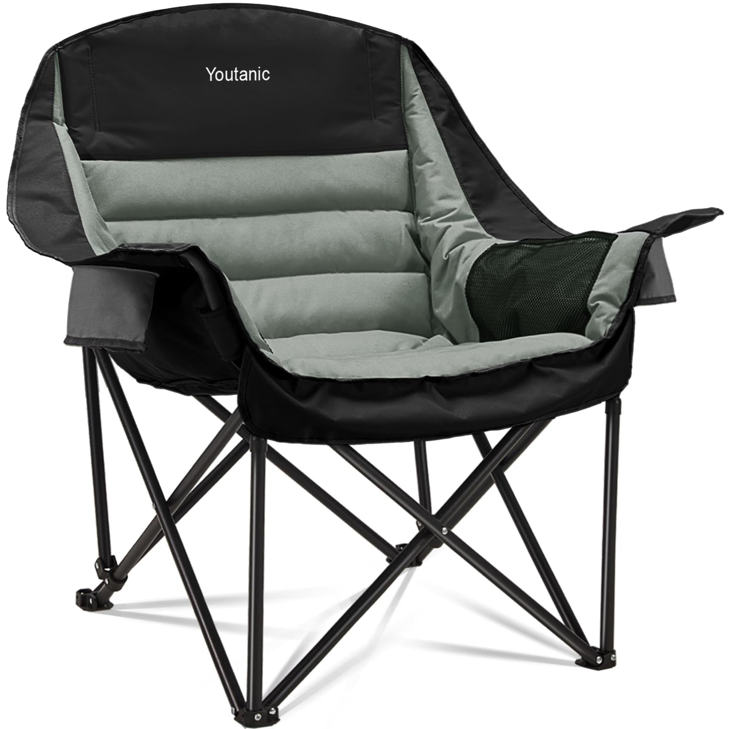 Youtanic Oversized Camping Chair, Portable Folding Camping Chairs with Side Pocket, Cup Holder and Carry Bag, Heavy Duty Outdoor Camping Chairs for Adults, Fishing, Sports, Trip, up to 400lbs, Style 4