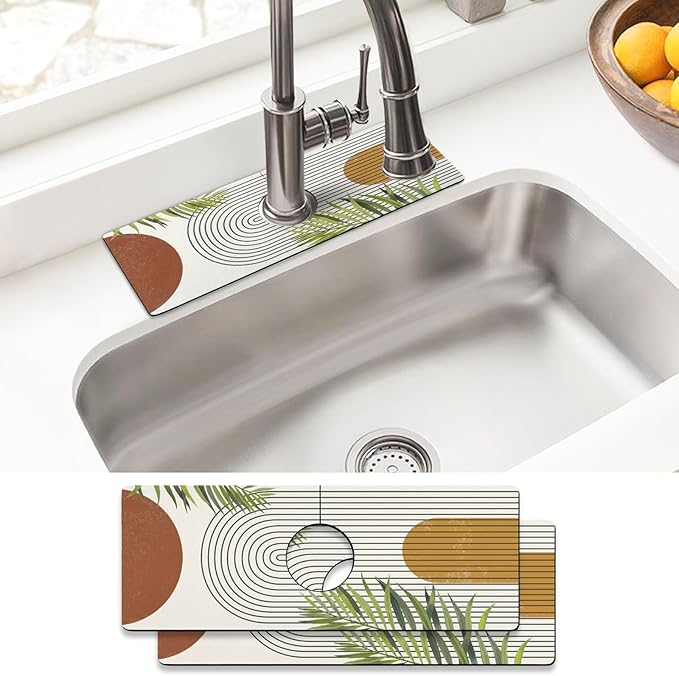 Sink Faucet Absorbing Mat, 2 Pack Drying Mat Around Faucet Sink Splash Guard