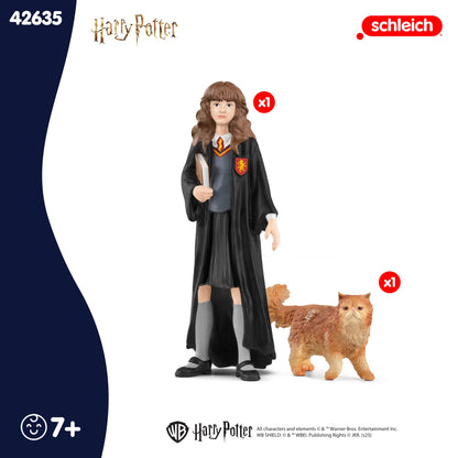 Schleich Harry Potter - Hermonie and Crookshanks Cat Figurines - 2 PC Harry Potter Set - Wizarding World Collectible Figures for Kids and Adults - Toys for Ages 6+ | 42635