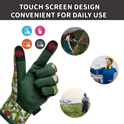 MSUPSAV Gardening Gloves with Touch Screen, Synthetic Leather Yard Work Gloves for Women, Garden Gift, Green, Medium