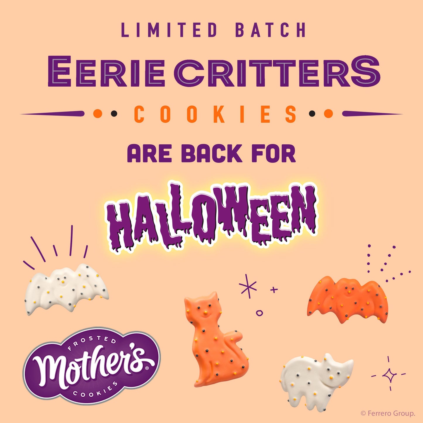 Mother’s Circus Halloween Animal Cookies, Snack Pack Halloween Treats for Kids, Individually Wrapped Halloween Cookies, Cats and Bats Frosted Animal Cookies with Sprinkles, 30ct Box