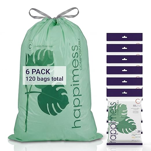 happimess 13.2 Gallon Drawstring Trash Bags, Compostable, Bio-Based