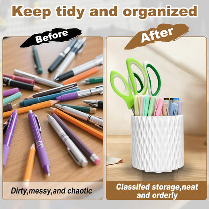 Gawsey 3Pcs 360° Rotating Desk Organizers and Accessories with Pen Holder Sticky Note and Clips Set, Desktop Storage Stationery Supplies Organizer, Cute Pencil Cup for Office, School, Dorm Room