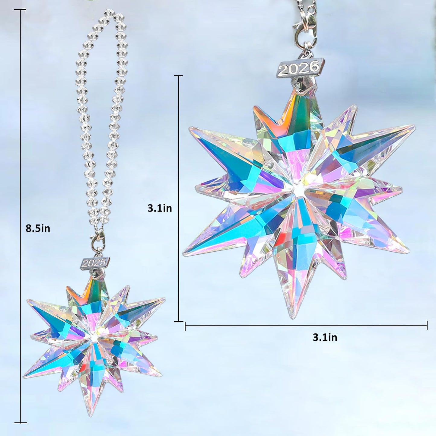 Crystal Snowflake Ornaments for 4th of July Decorations - Friend Gifts for Women & Men-Hanging Glass Ornament Gifts