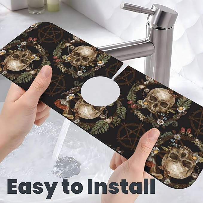 Wiccan Wicca Skull Mushroom Mushrooms Witchcraft Kitchen Sink Splash Guard
