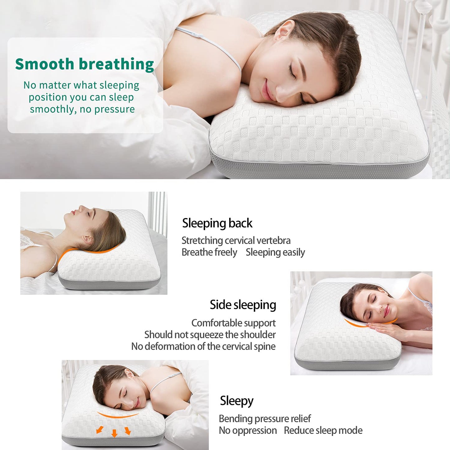 Fityou Memory Foam Pillow for Side, Stomach and Back Sleepers, Ergonomic Neck Pillow for Deep Sleep, with Cooling, Washable Case