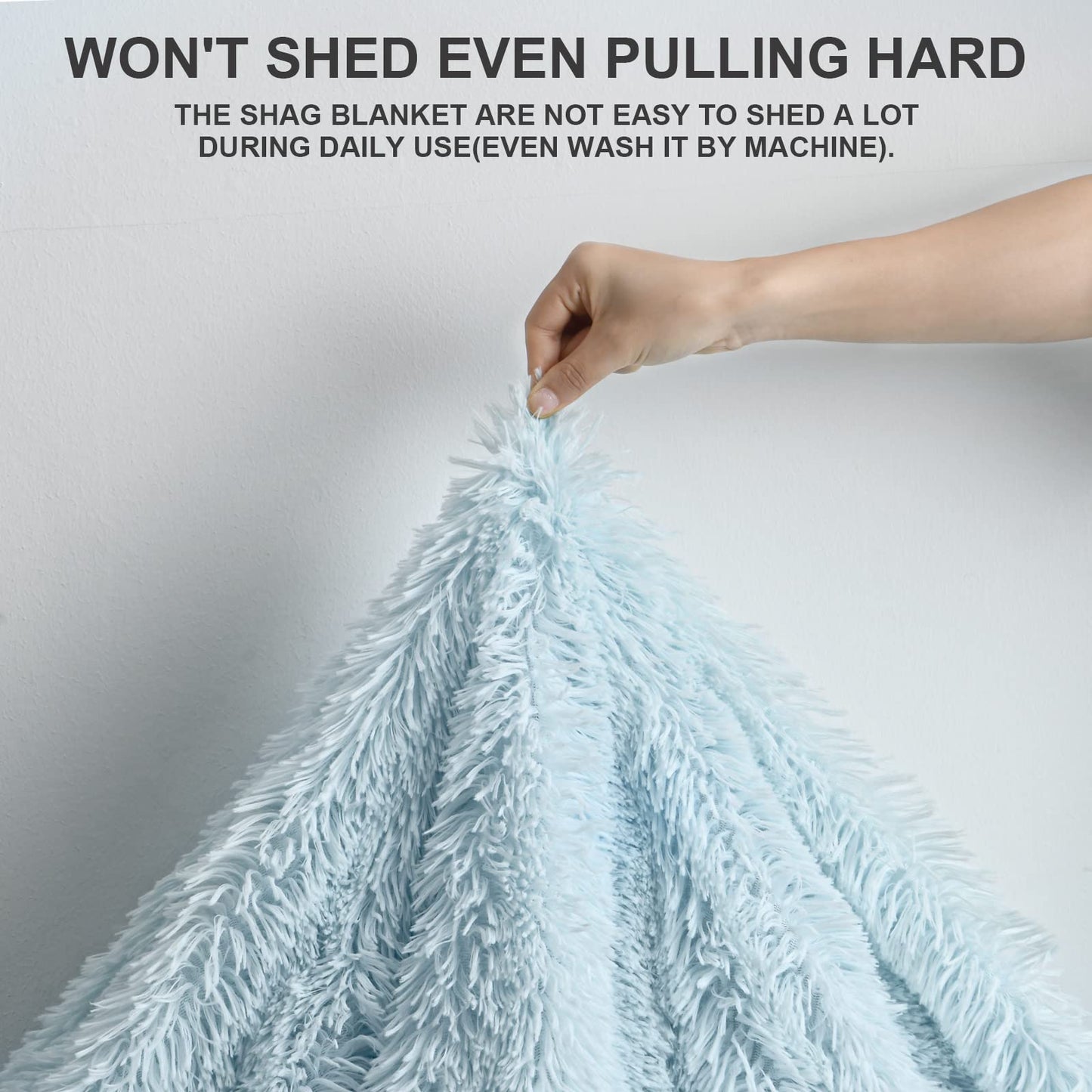 BENRON Light Blue Throw Blankets, Super Soft Shaggy Fuzzy Sherpa Blankets, Cozy Warm Lightweight Fluffy Faux Fur Blankets for Bed Couch Sofa Photo Props Home Decor, Washable 50"x60"