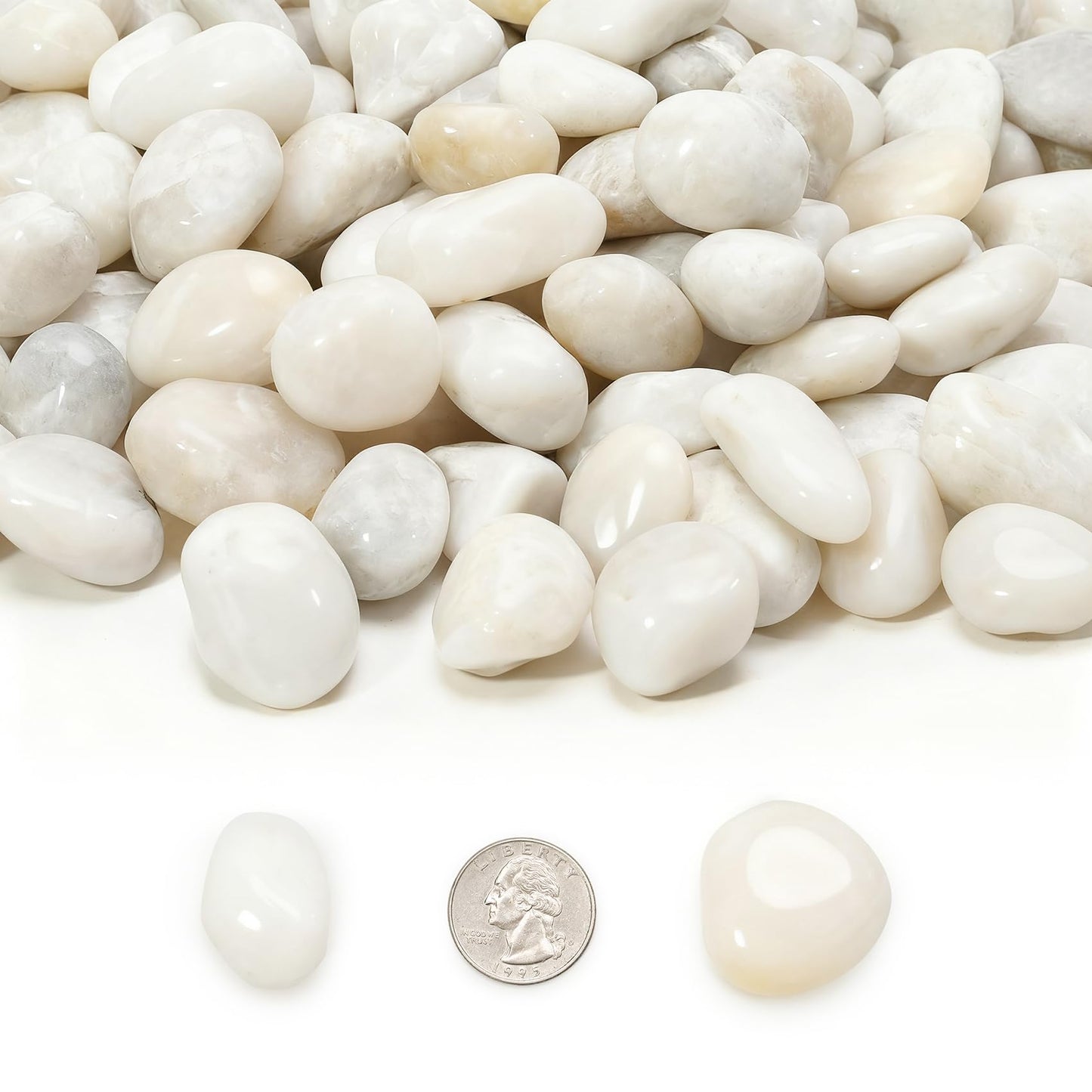 Mr. Fireglass 5lb White River Rocks, 3/8 inch Natural Decorative Polished Pebbles Aquarium Gravel Stones for Landscaping, Indoor Plants, Vase, Succulent, Fish Tank