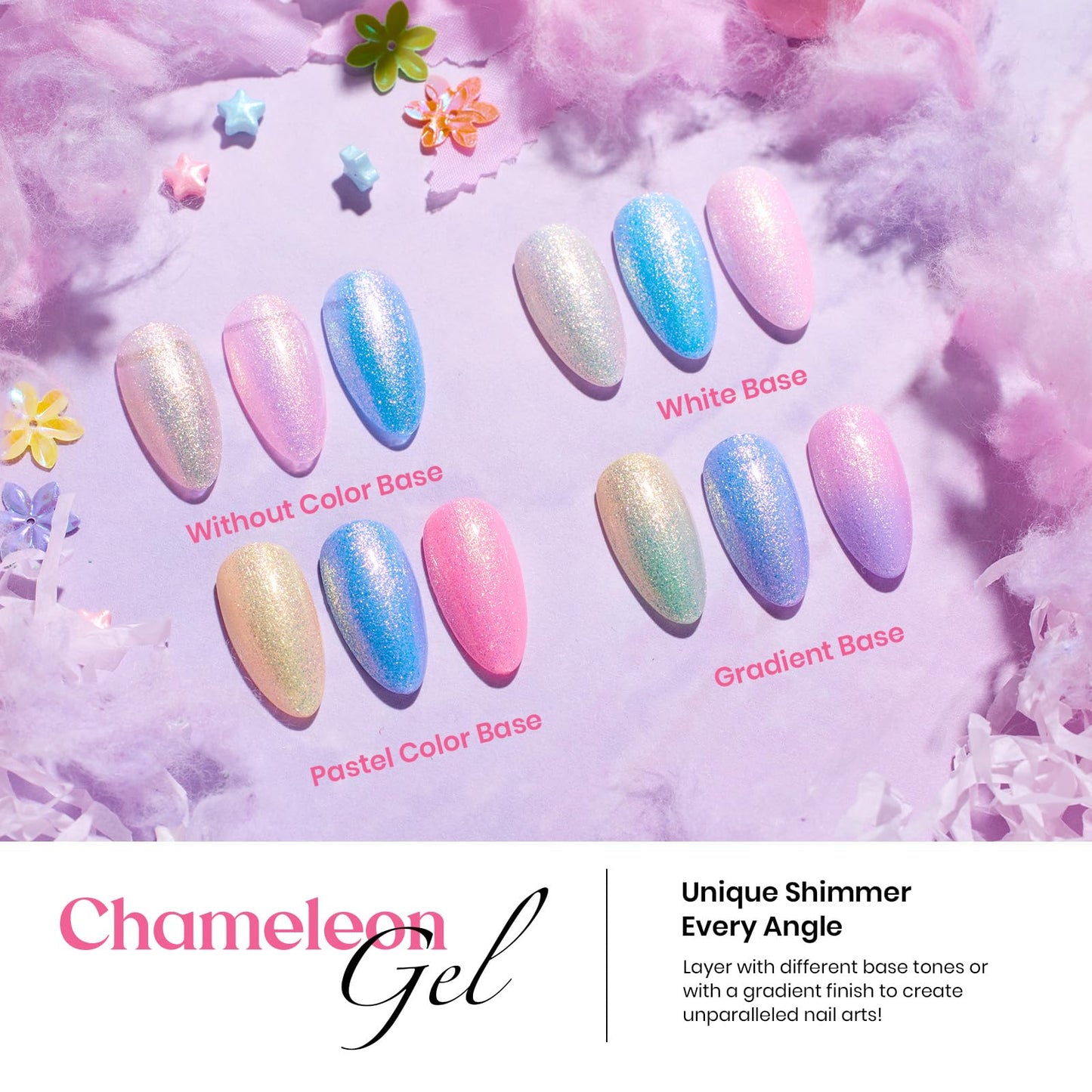 Beetles Gel Nail Polish Set,24Pcs Pink Purple Pearl Blue Shimmer Chameleon Green Colors Gel Polish Kit, 3Pcs Base Top Coat Double-ended Brush Soak off UV Nail Polish Halloween Gifts for Women