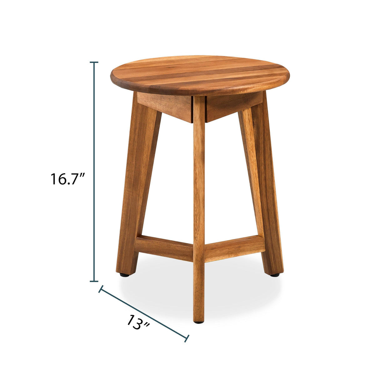 VICTORY RELAX Round Side Table – Solid Acacia Wood End Table for Living Room or Bedroom – Natural Wood Finish, Compact Nightstand or Accent Table for Sofas & Beds (13x16x13 Inches)