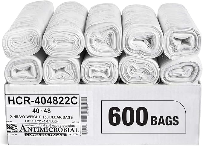 Aluf Plastics High Density Trash Bags, 45 Gallon, 22 Micron,