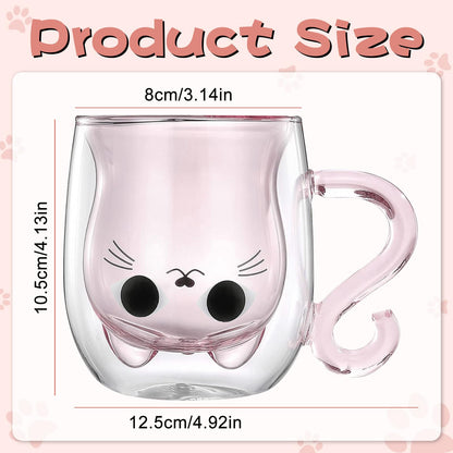 Cat Mug Gifts Set, Birthday Gifts for Women Her Mom, Christmas Presents for Women, Valentines Mothers Day Cat Lovers Presents Idea for Sister Wife Grandma Female Teacher Friend Coworker (Pink)