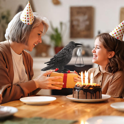 Gothic Home Decor Raven Lamp with Tealight Candle Holde,Gothic Statue Halloween Decorations,Resin Raven Decor Fake Crow Lamp for Bedroom Goth Gifts Black