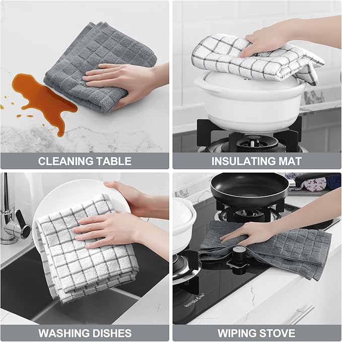 Homaxy Premium Cotton Kitchen Towels 16"x 28", Large Natural Ring Spun 390 GSM