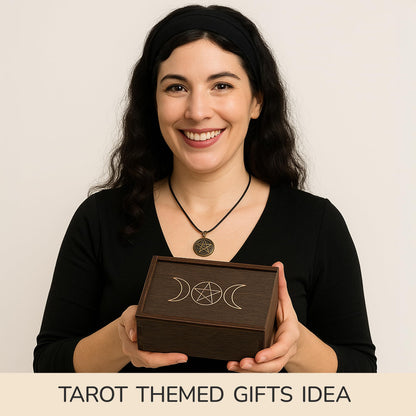 Marolen Tarot Card Holder Box with Moon Phase Design – Tarot Deck Holder Box with Slots – Witchcraft Decor – Gifts for Tarot Lovers – Tarot Accessories for Women