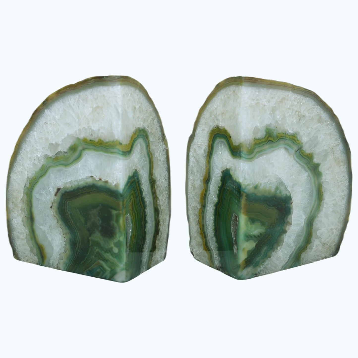 Nature's Decorations Agate Bookends - A Quality Green Geode with Non-Skid Rubber Bumpers for Shelves, Office, Home Decor, Heavy Duty Cute Stone (3-4 LB)