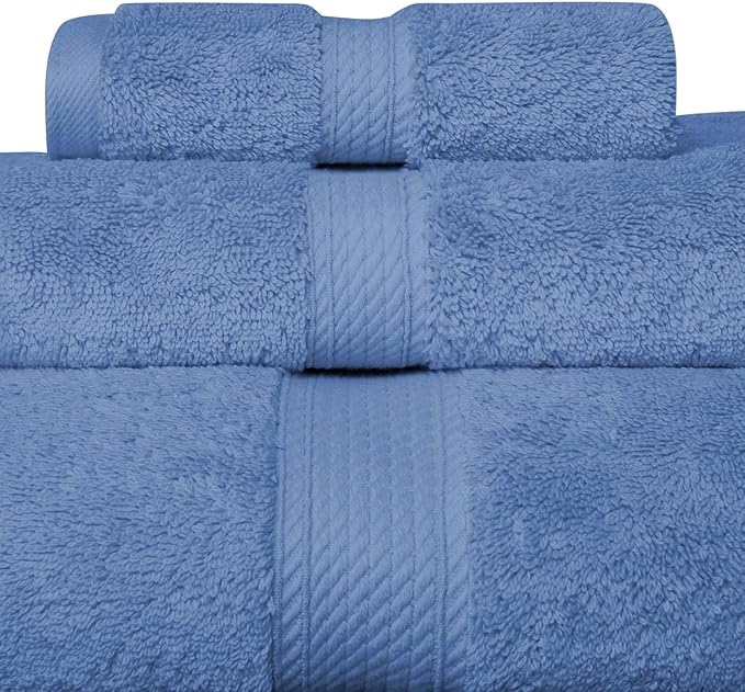 SUPERIOR Solid Egyptian Cotton Towel Set, Hand Towel 20” x 30”, Bath Towel 30”