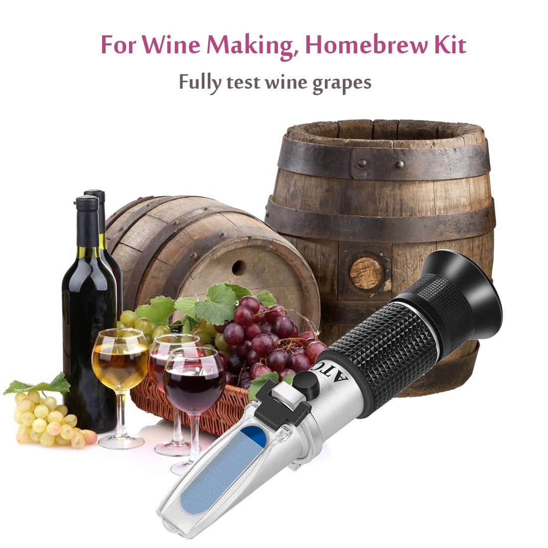 Wine Refractometer,V·RESOURCING Hand Held Brix/Alcohol Refractometer with ATC for Wine Making Homebrew Kit, Dual Scale(Brix 0-40%, Alcohol 0-25%)